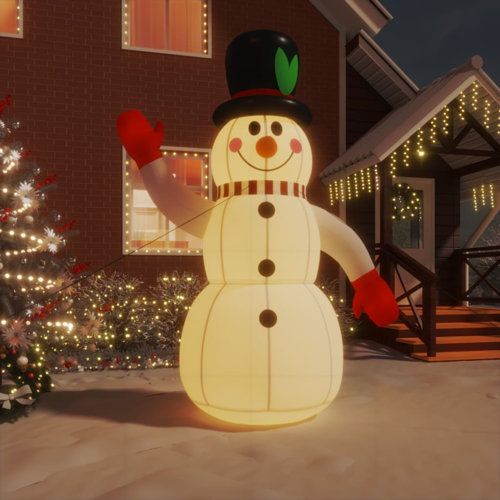 The Holiday Aisle® Inflatable Snowman with LEDs Holiday Blow up